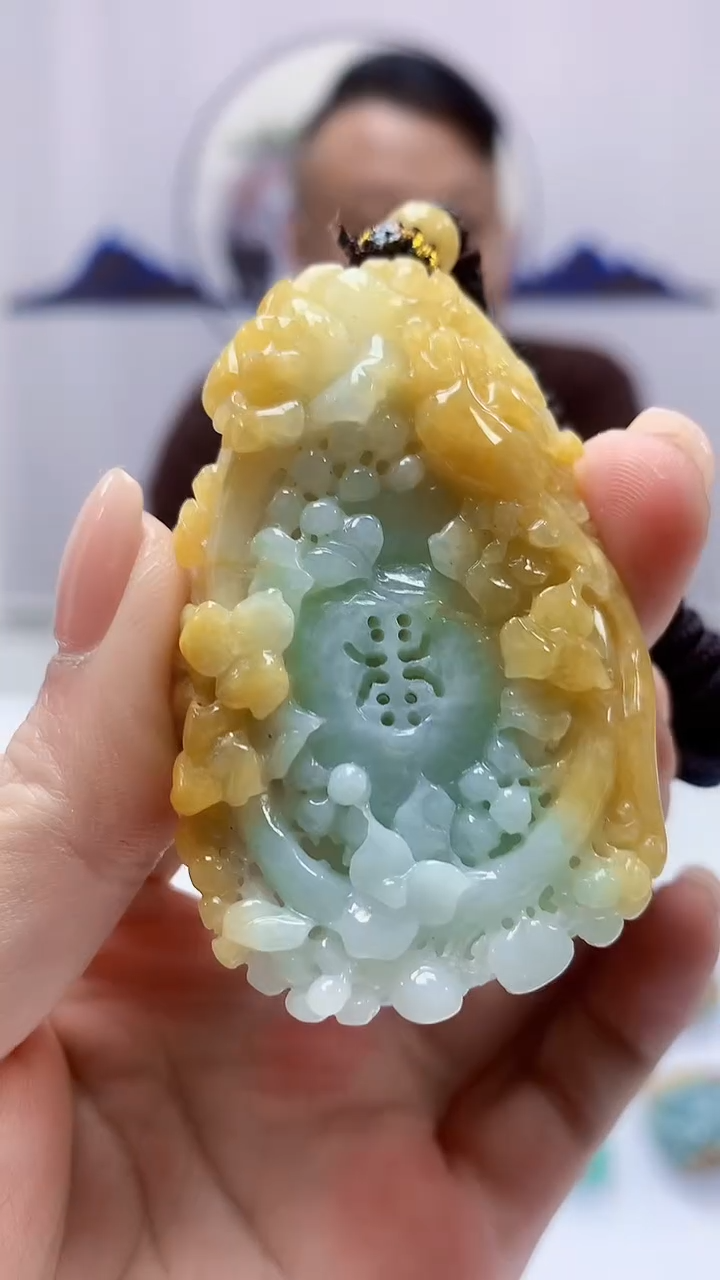 【闪购商品】定制翡翠未镶嵌4969ms-毛货46花鸟