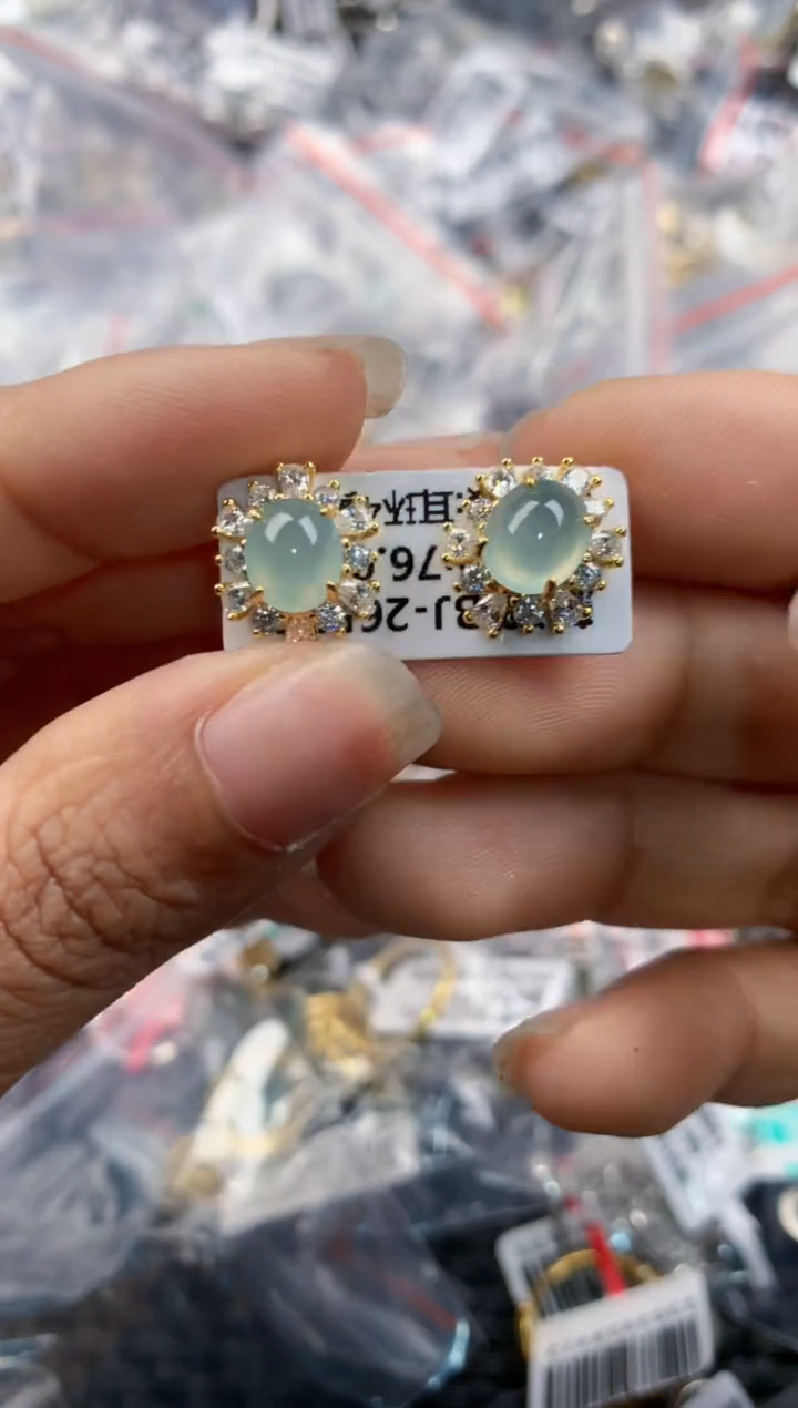 银S925镶嵌戒指翡翠444       8