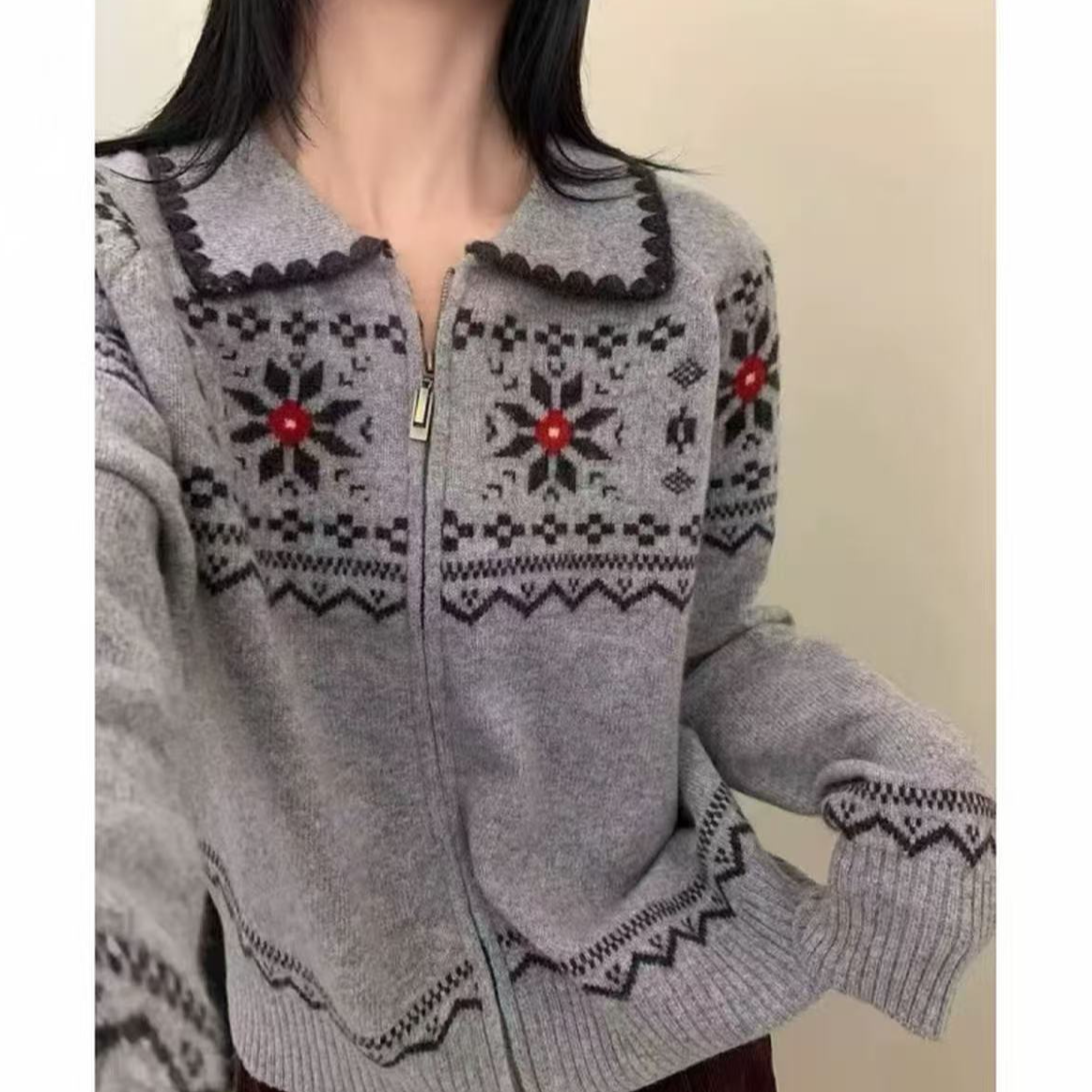 阿婷家@【egg】新款费尔岛时尚洋气针织毛衣