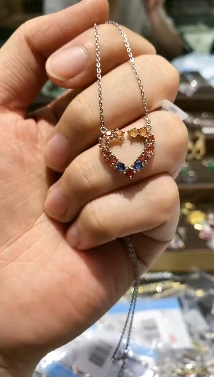 【闪购商品】蓝宝石颈饰银S925镀金镶嵌项链