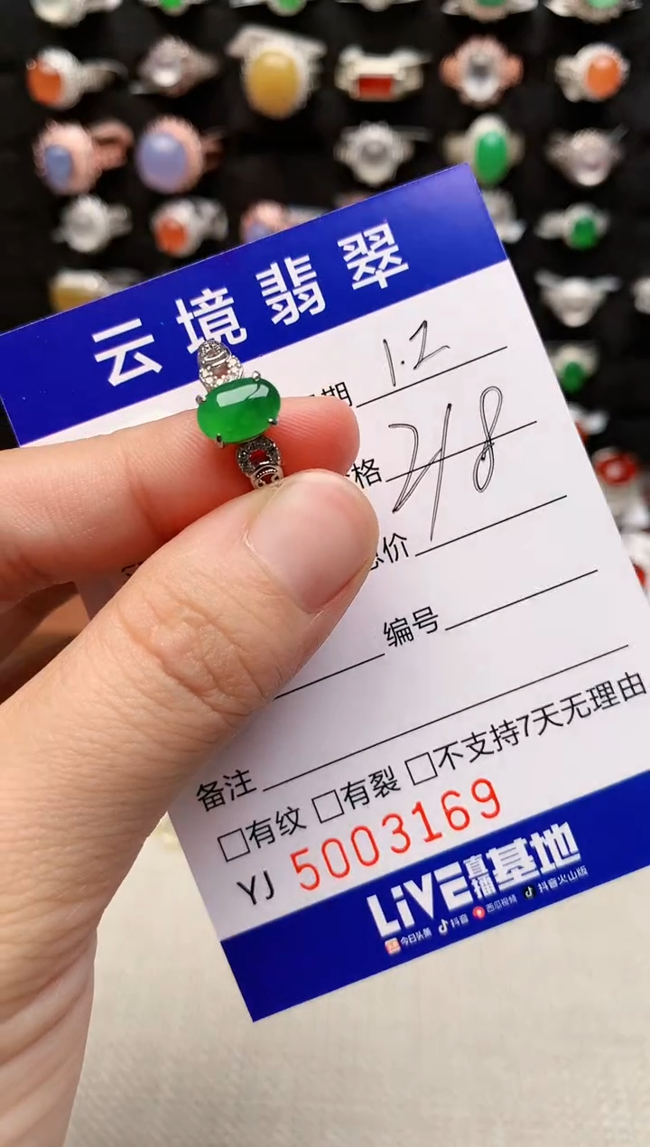 银S925镶嵌戒指翡翠3169