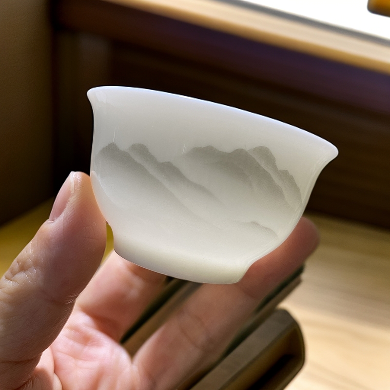 茶杯客杯  羊脂玉白瓷功夫茶杯单个爆款2025最新款  安全包装  