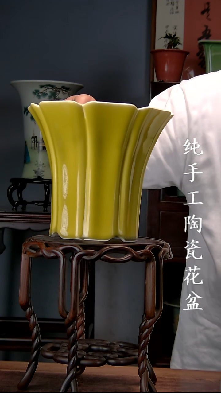 随***本景德镇手工陶瓷花盆