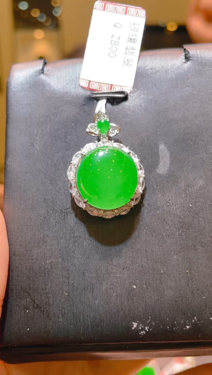 翡翠银S925镶嵌吊坠(不含链)A170