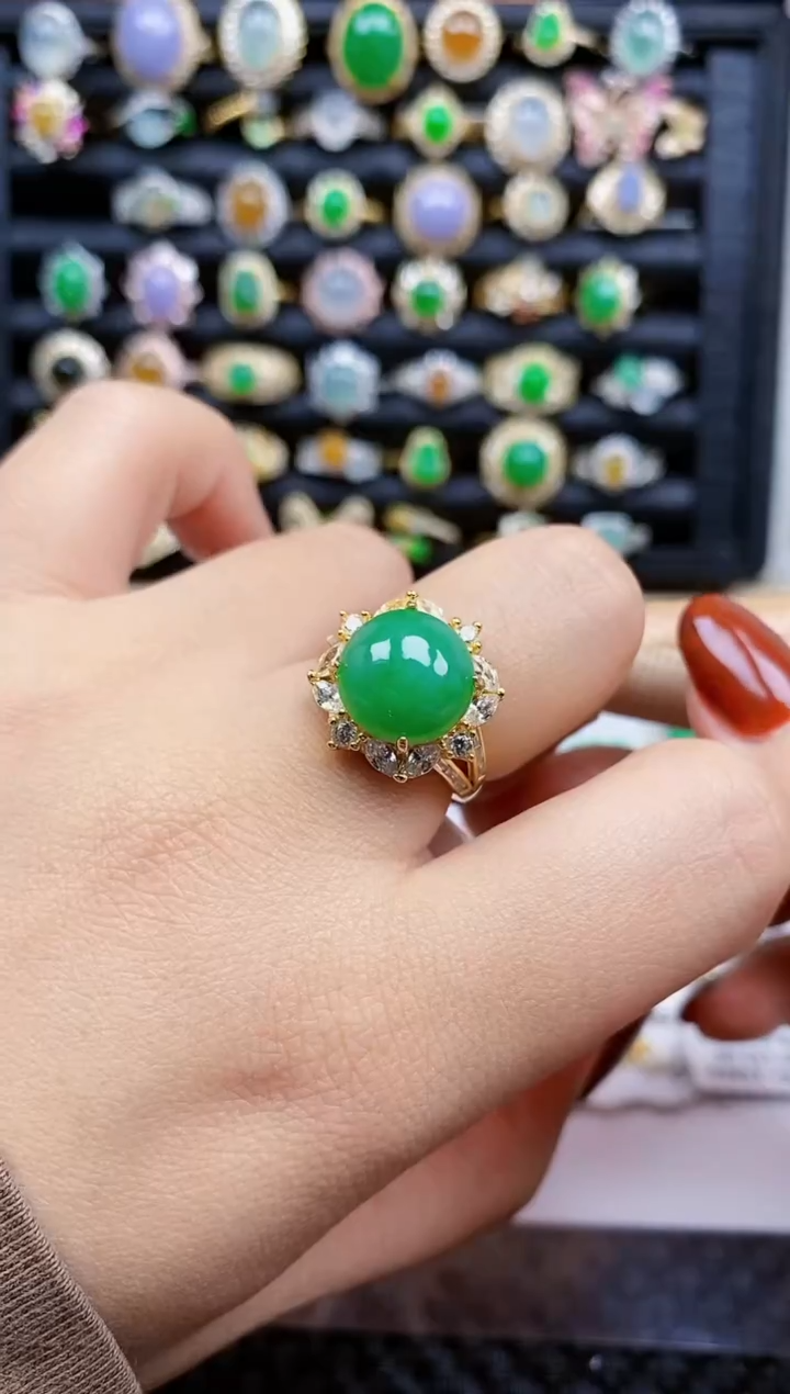 银S925镶嵌戒指翡翠353