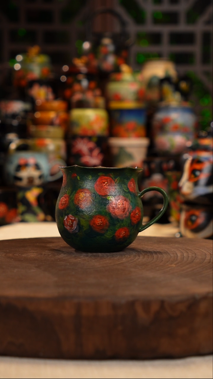 油画  手绘釉下彩