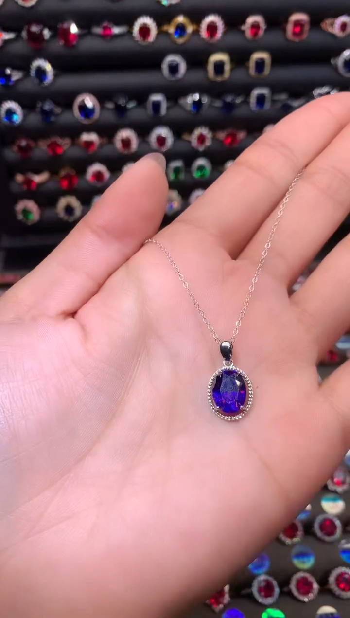 【闪购商品】水晶吊坠(赠链)银S925镶嵌810