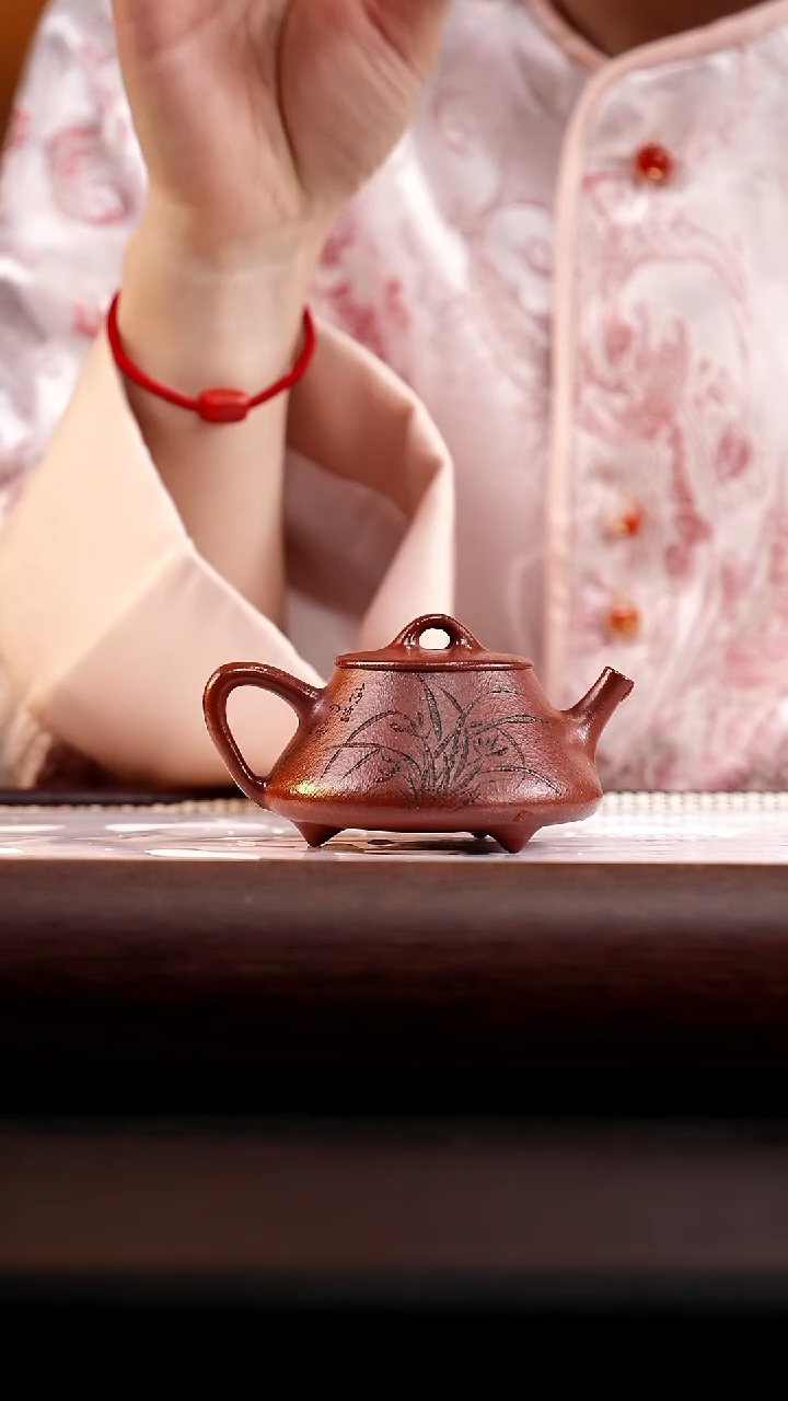 茶壶紫砂纯红降坡清香石瓢130cc