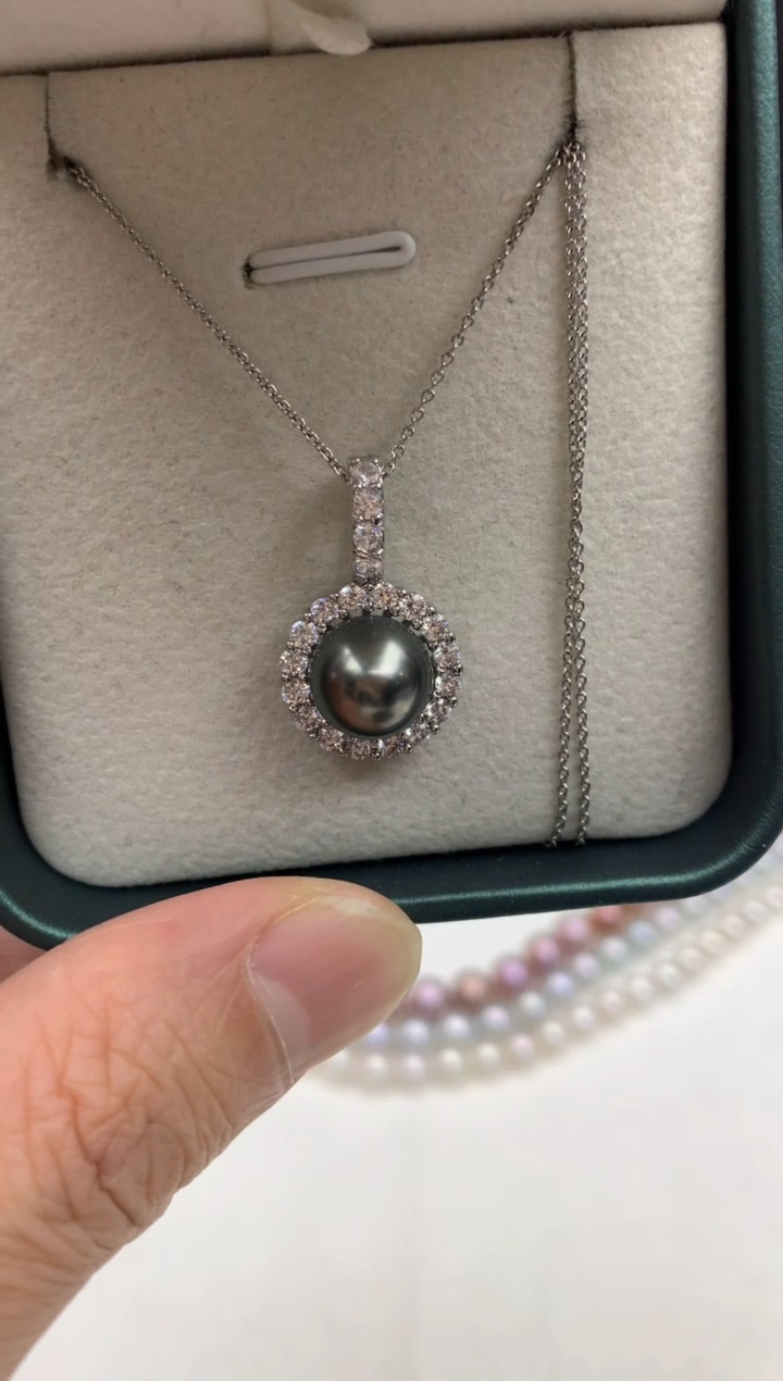 未镶嵌ff海水珍珠大溪地吊坠(赠链）9~10mm