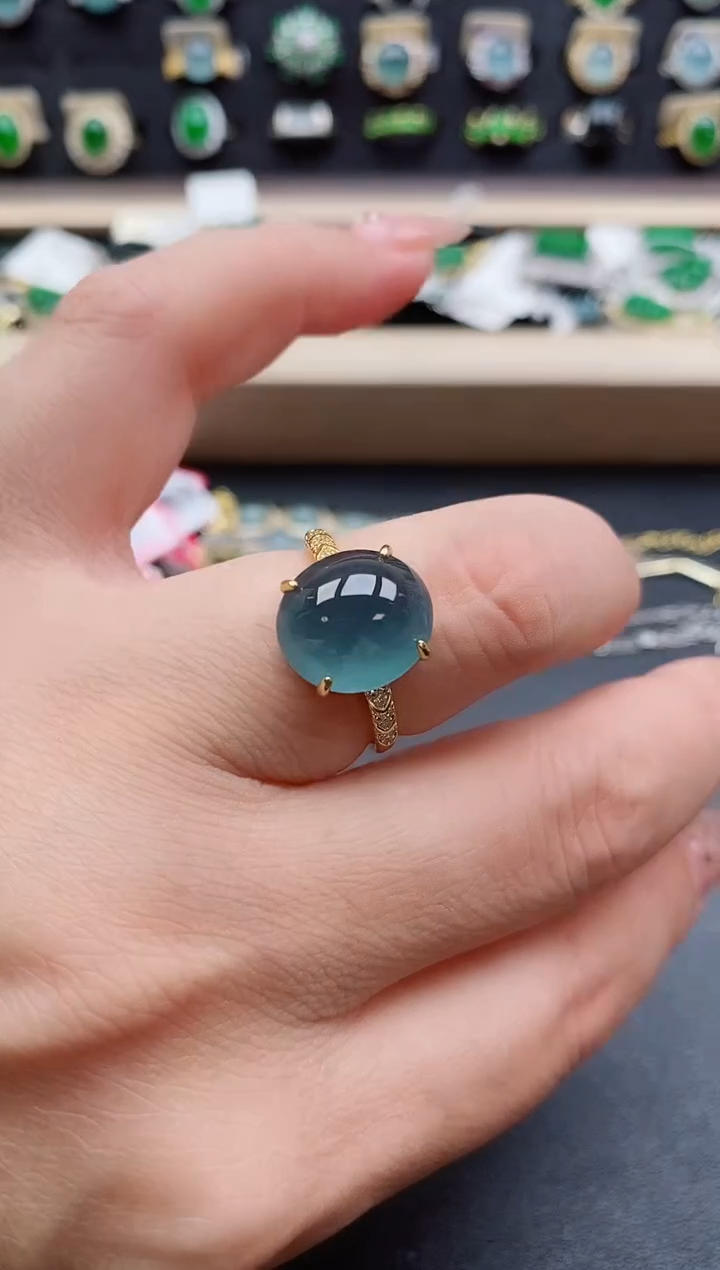 银S925镶嵌戒指翡翠1