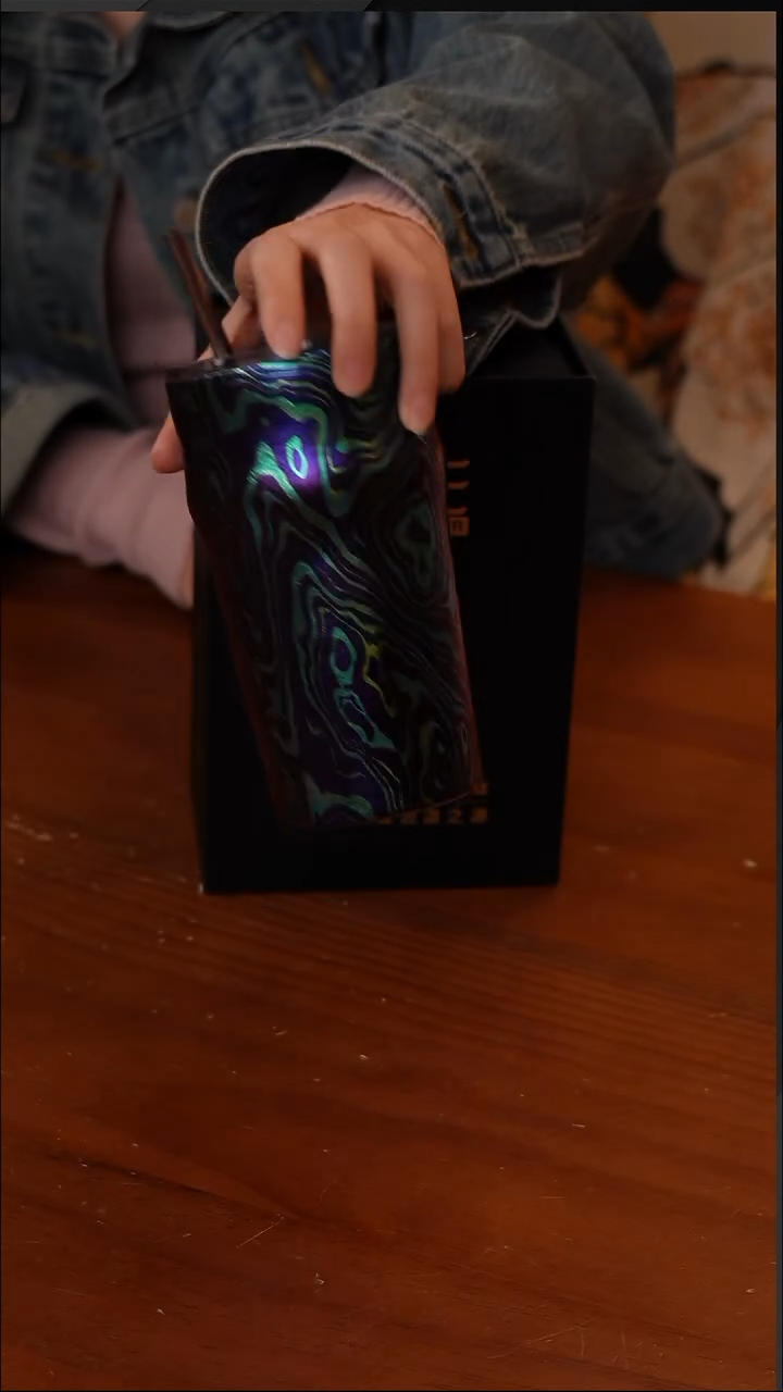 陶141-执彩彩钛纯钛广口杯啤酒杯500ML -流体蓝