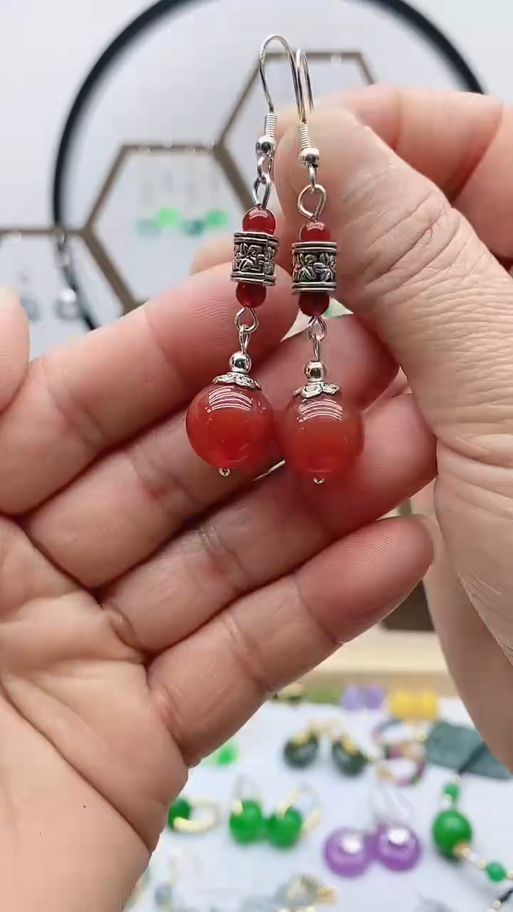 未镶嵌南红玛瑙耳饰100