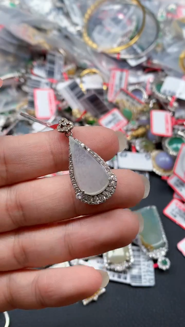 银S925镶嵌戒指翡翠天然A货缅甸翡翠