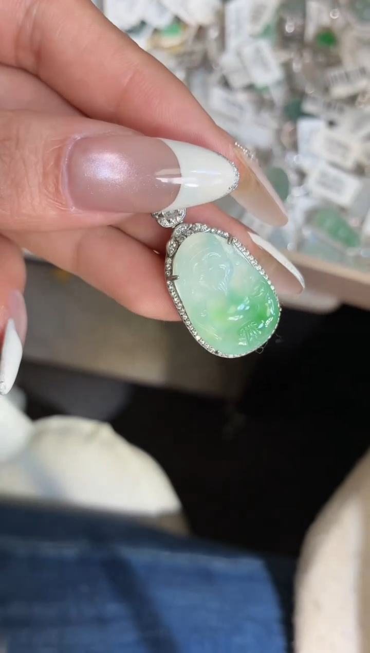 吊坠(不含链)银S925镶嵌翡翠吊坠