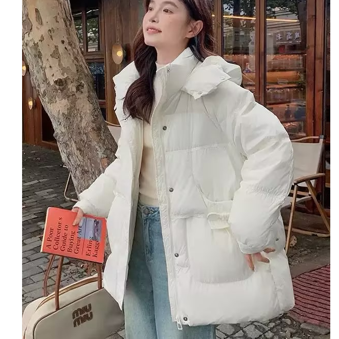 【三台恒宣】D13877时尚中长款白鸭绒羽绒服