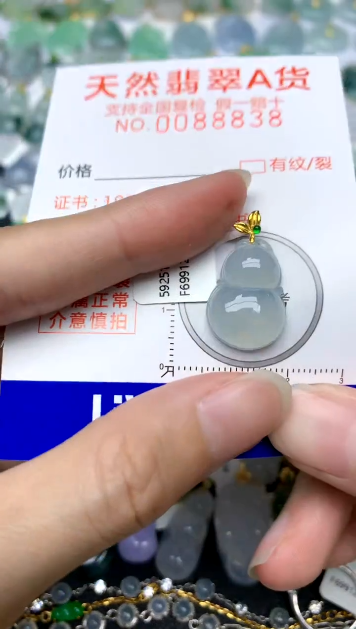 颈饰18K金镶嵌翡翠天然A货翡翠