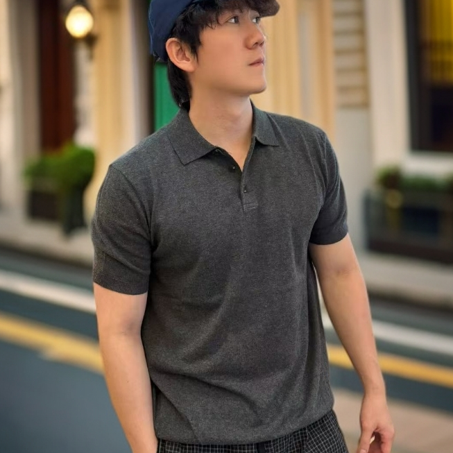 骑士老钱3颗扣针织polo短袖纯色百搭休闲商务轻熟男装男士夏季