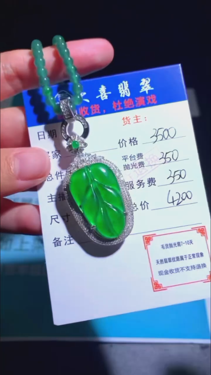 颈饰银S925镶嵌翡翠净货