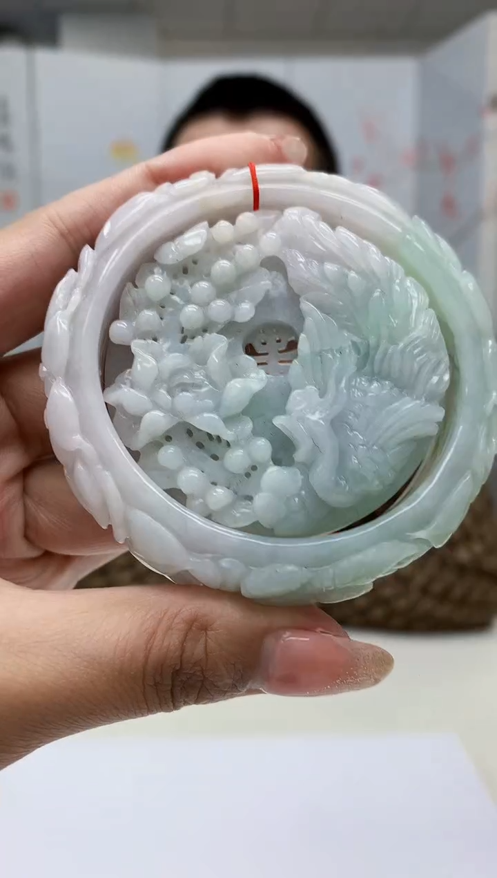 【闪购商品】定制翡翠未镶嵌4812MM-毛货套镯62赠底座