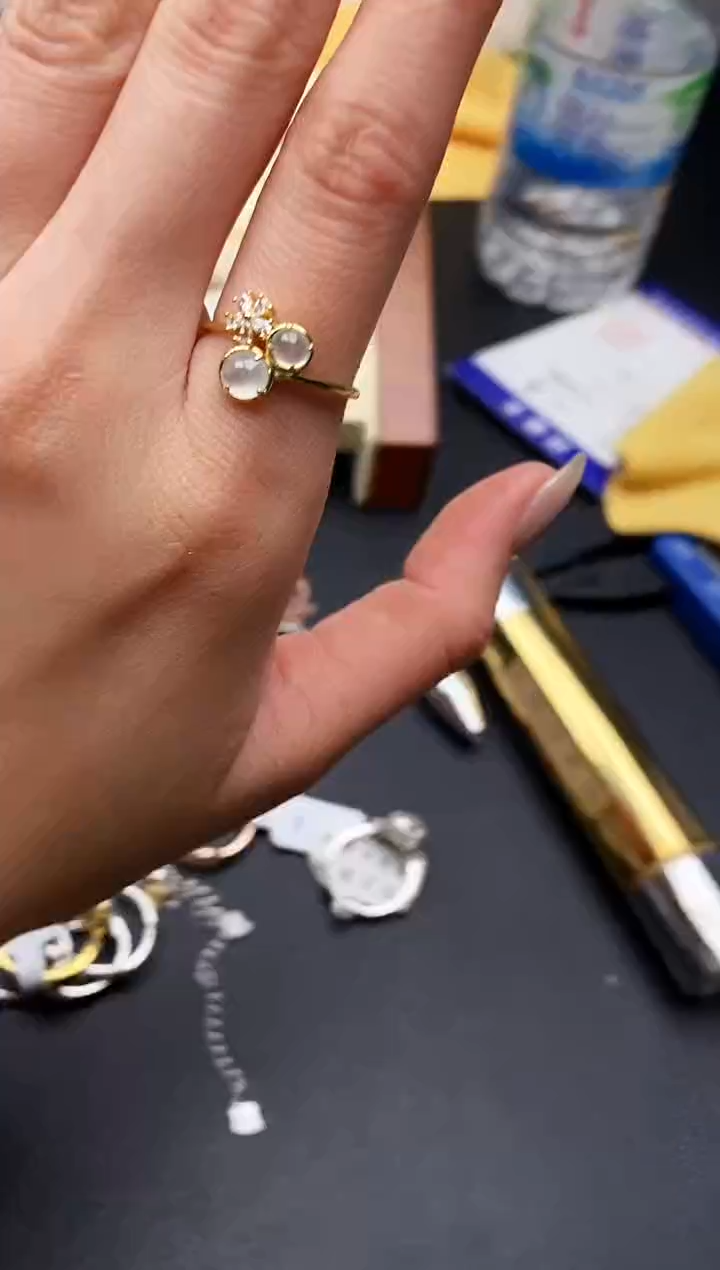 【闪购商品】翡翠戒指银S925镶嵌缅甸翡翠3   1+