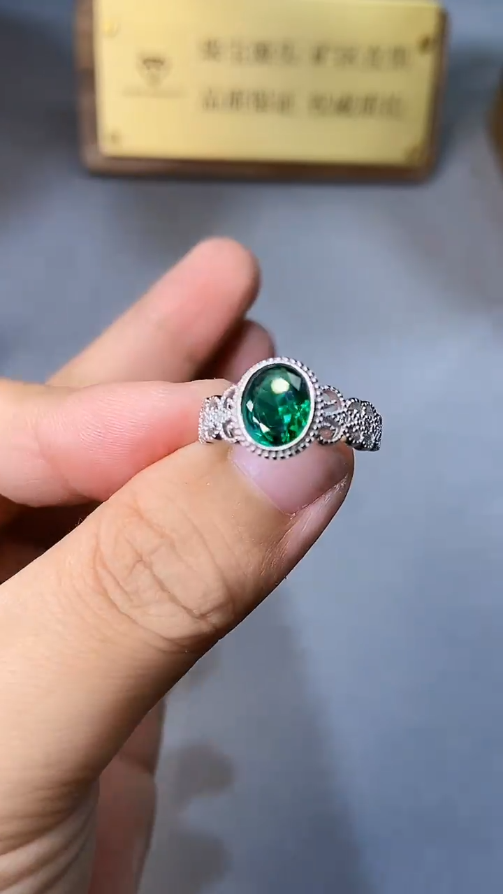 【闪购商品】透辉石戒指银S925镶嵌354