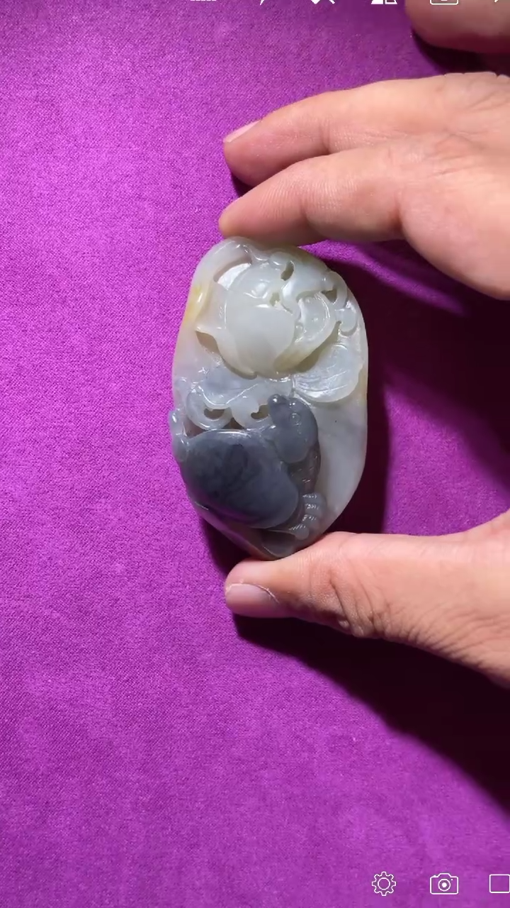 【闪购商品】和田玉MO未镶嵌荷花独占鳌头雕刻件