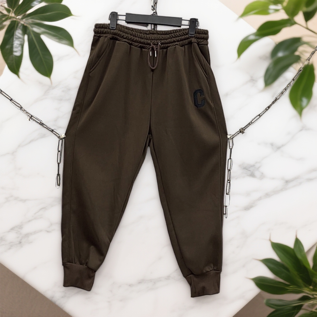 180-210斤 裤长94 刺绣薄款宝宝绒束脚休闲裤