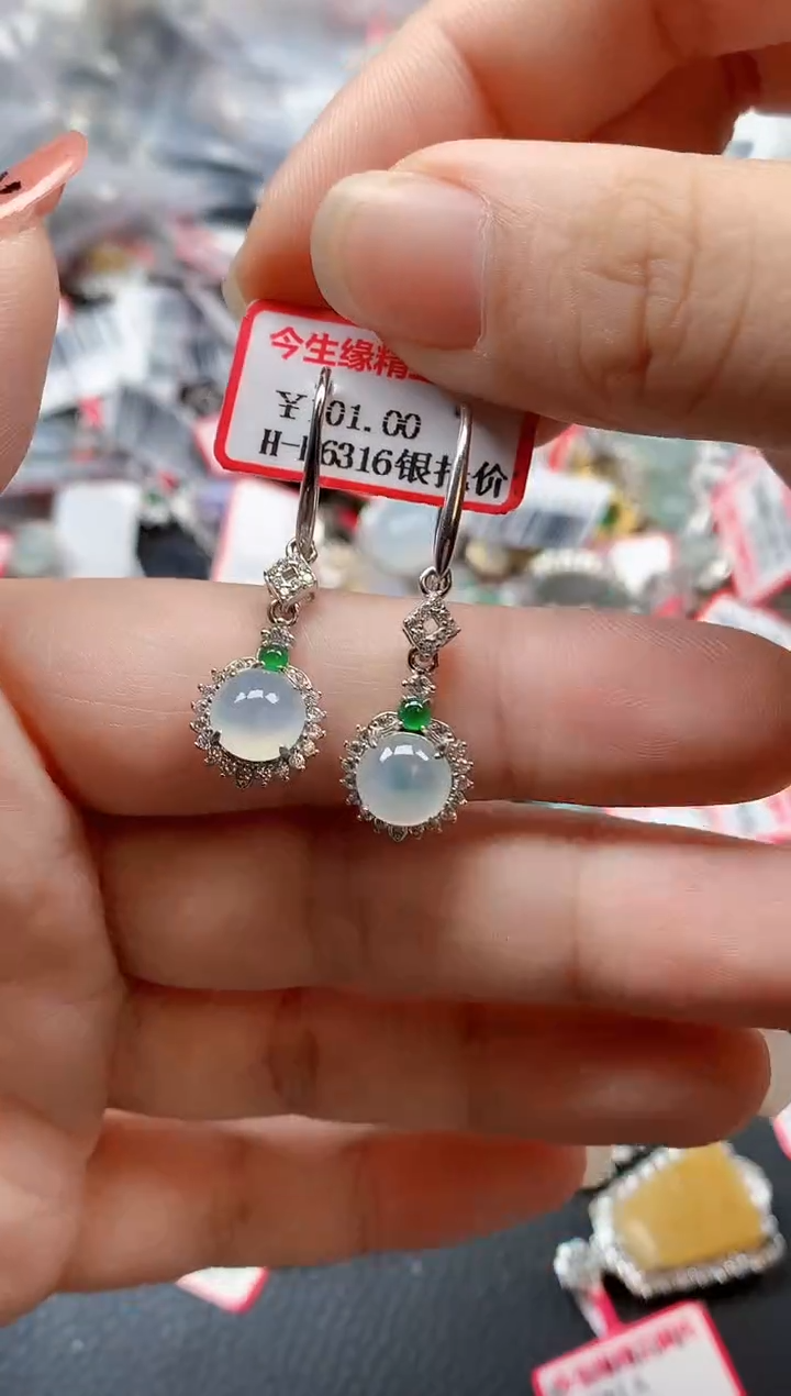 银S925镶嵌戒指翡翠天然A货缅甸翡翠