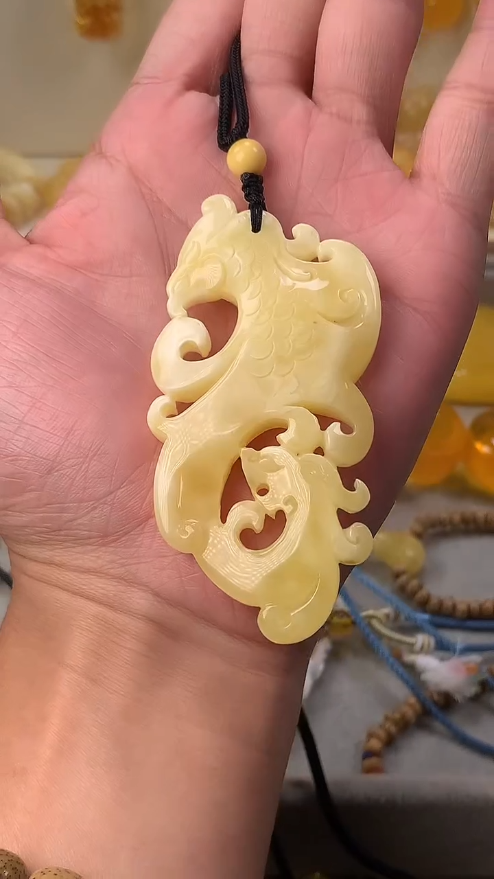 未镶嵌蜜蜡裸石龙凤呈祥