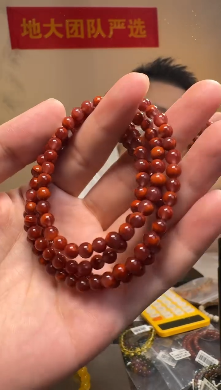 南红玛瑙手串未镶嵌约5-5.5mm南红圆珠多圈