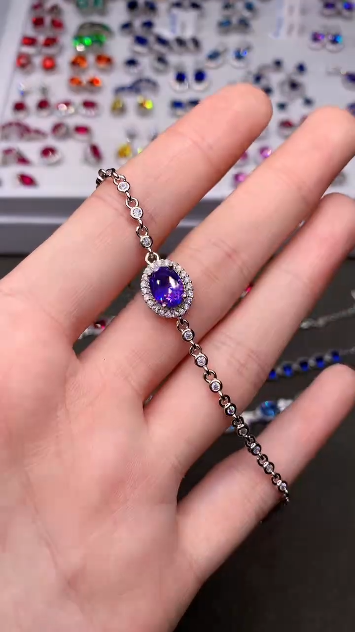 【闪购商品】彩色蓝宝石手链银S925镶嵌.......