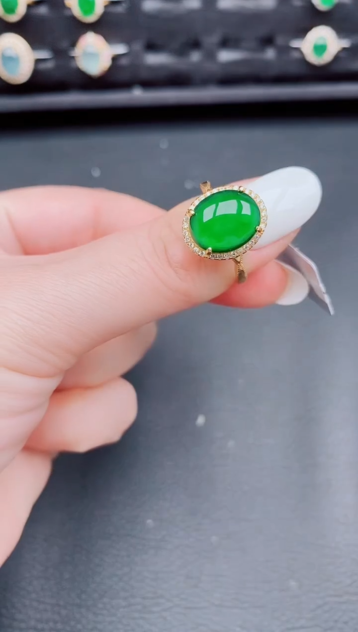 【闪购商品】翡翠戒指银S925镶嵌天然a货翡翠195