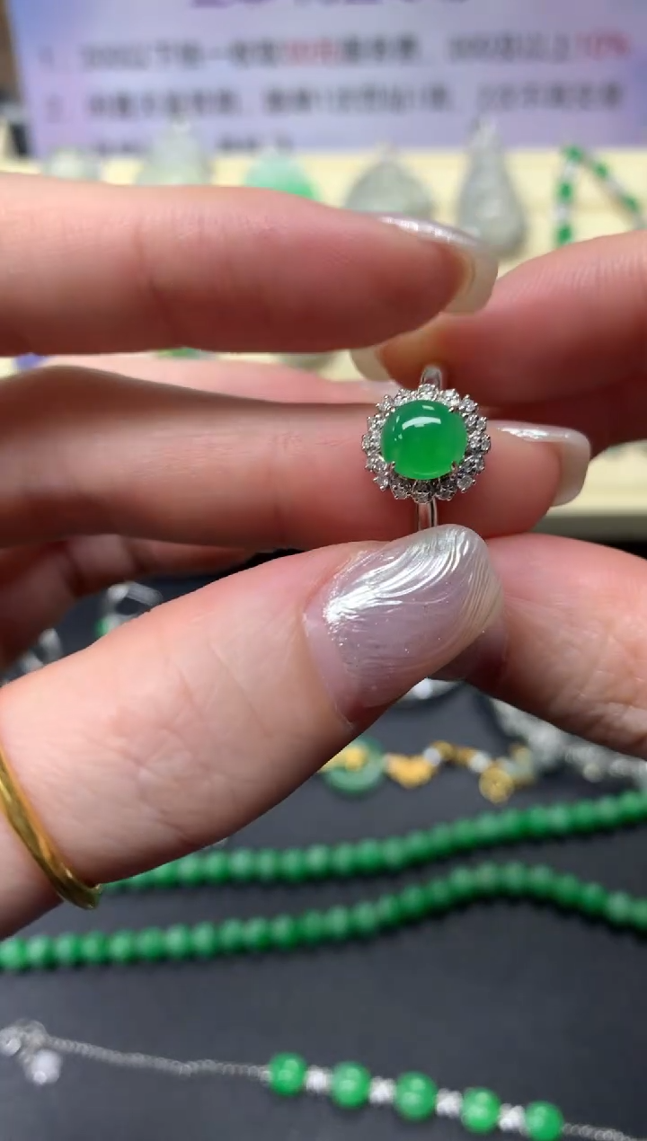 【闪购商品】翡翠戒指18K金镶嵌戒指|4500+450