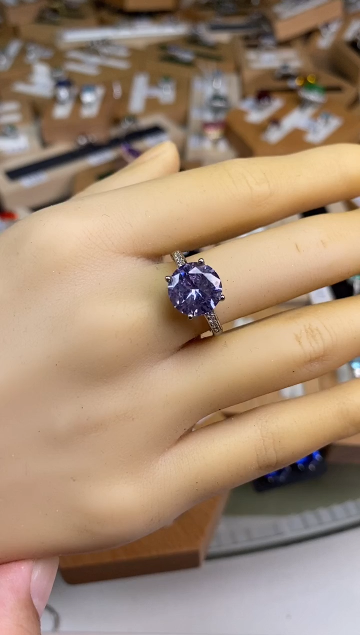 烟晶戒指银S925镶嵌戒指