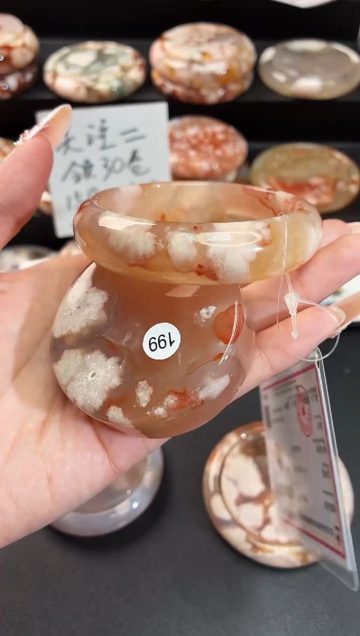 手镯玛瑙/玉髓未镶嵌石英质玉57圈56/57带(赠送镯心)