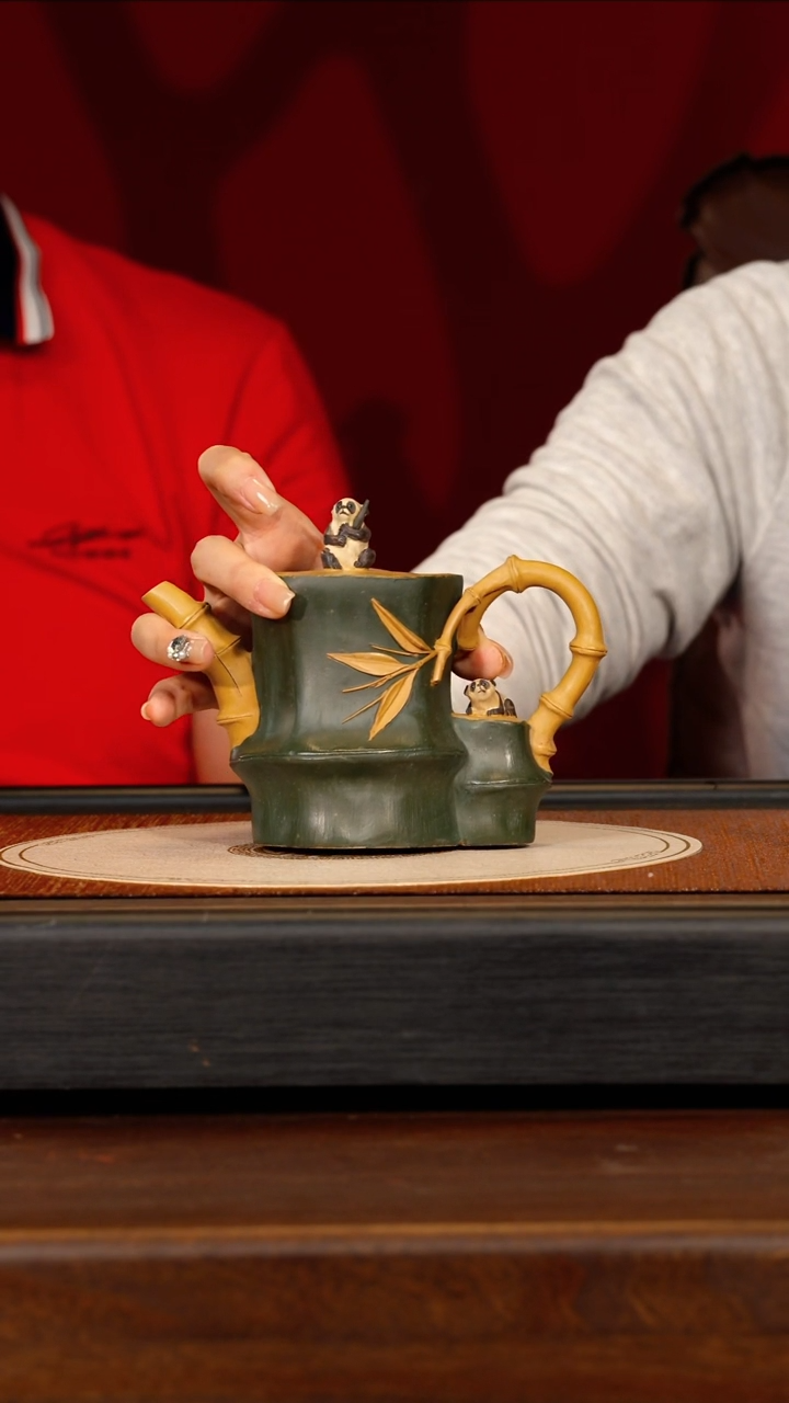 茶壶紫砂宜兴紫砂CYL 花器 熊猫竹段