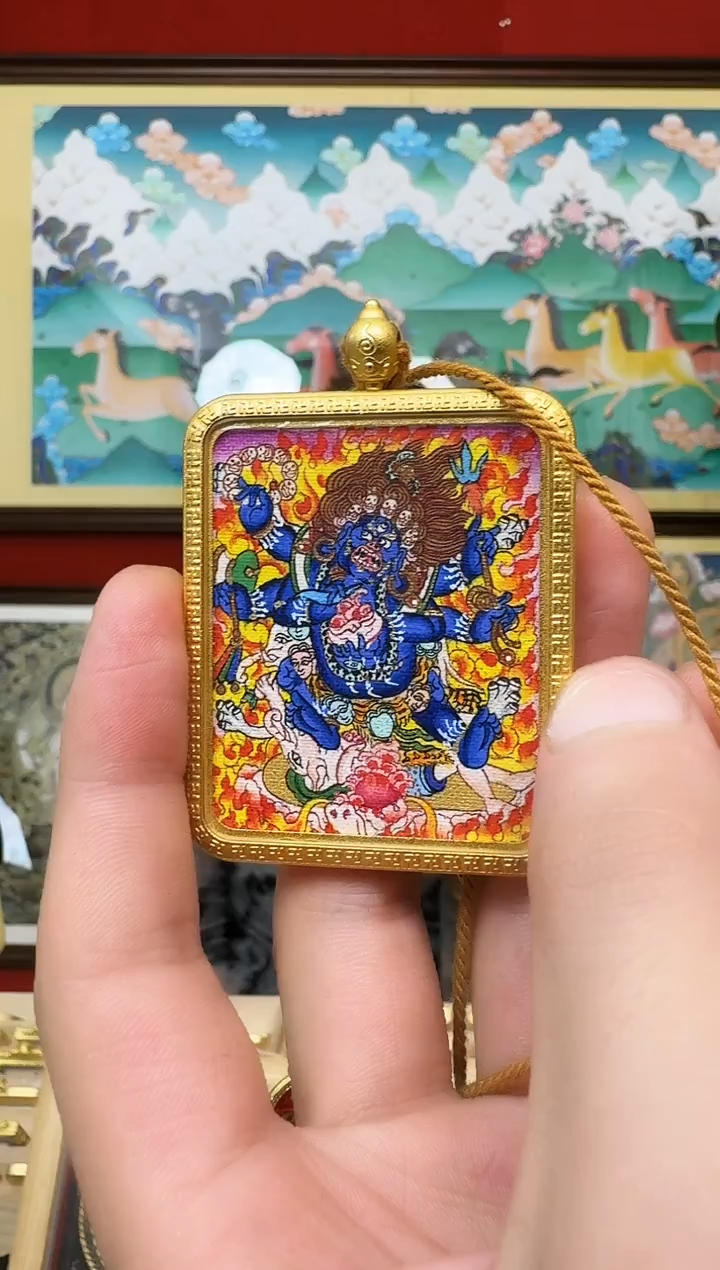 吊坠大黑-热贡纯手绘唐卡吊坠