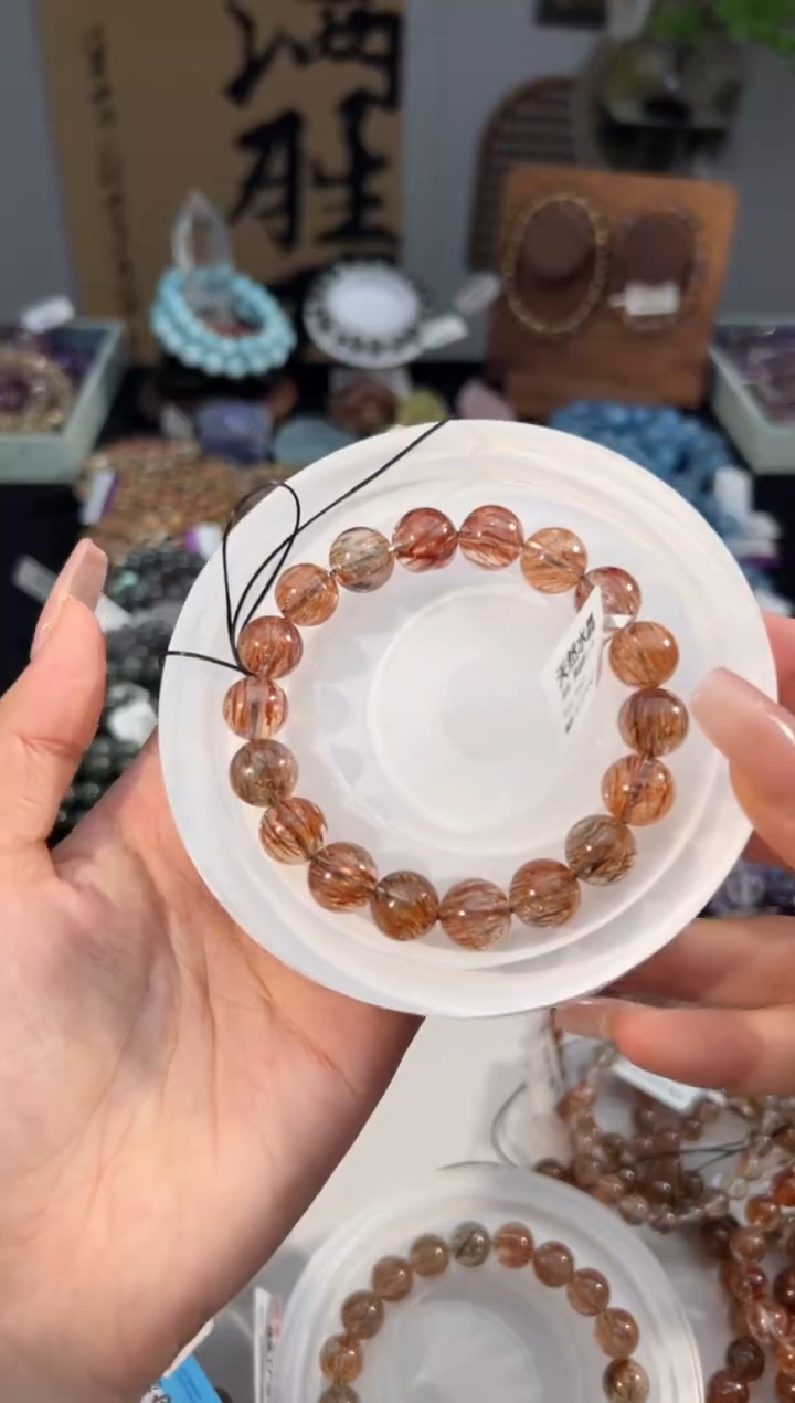 水晶手串未镶嵌黑金超七手串11+