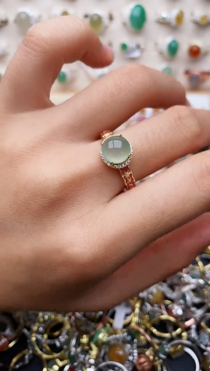 【闪购商品】翡翠戒指银S925镶嵌缅甸翡翠