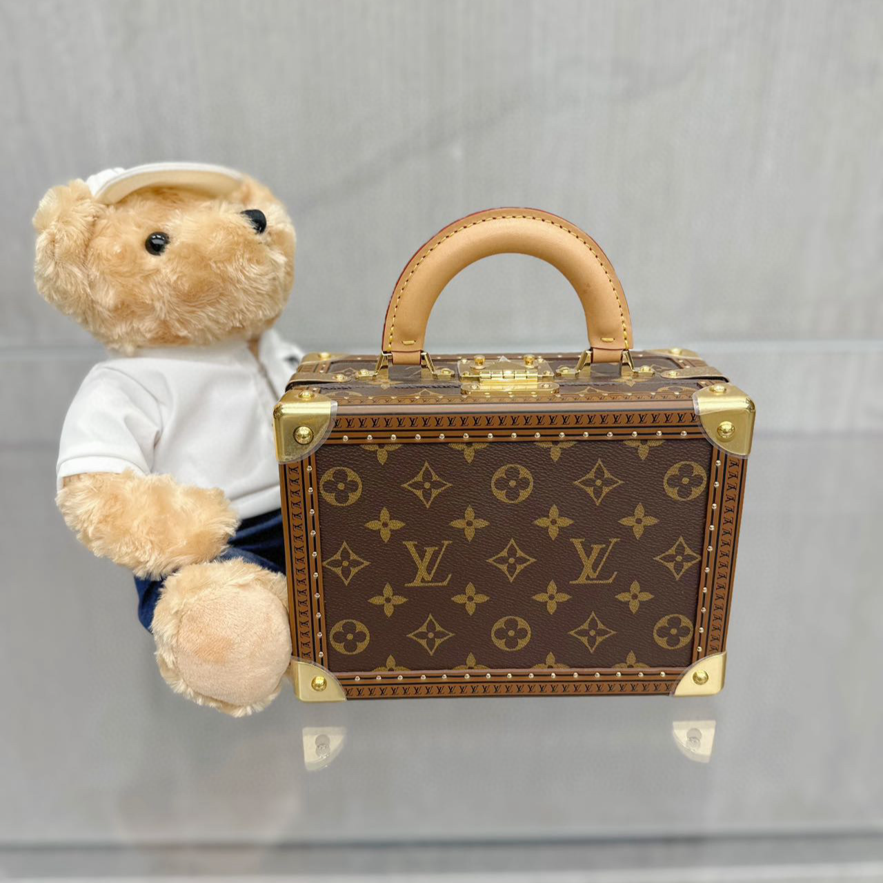 99新 LouisVuitton/路易威登 老佛爷 老花手提硬箱斜跨单肩包