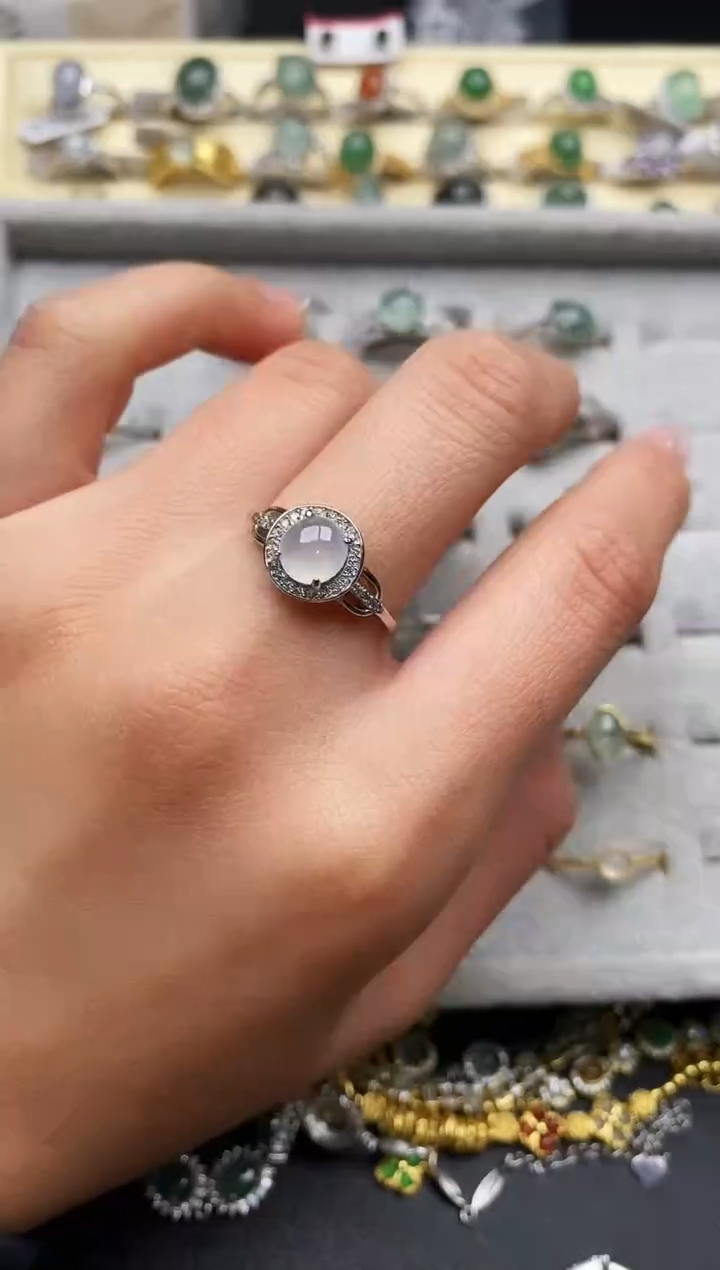 【闪购商品】翡翠戒指银S925镶嵌22222222+5