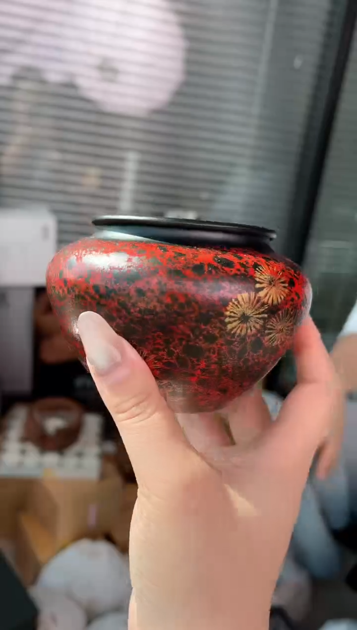 大漆建水   红金             