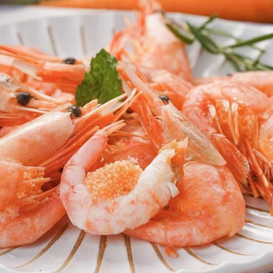 【金泰海鲜】  北极甜虾 新鲜速冻大号腹籽甜虾 70-90规格