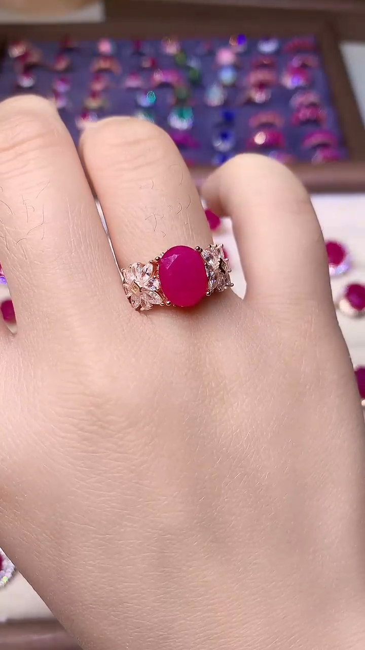 【闪购商品】红宝石戒指银S925镶嵌000