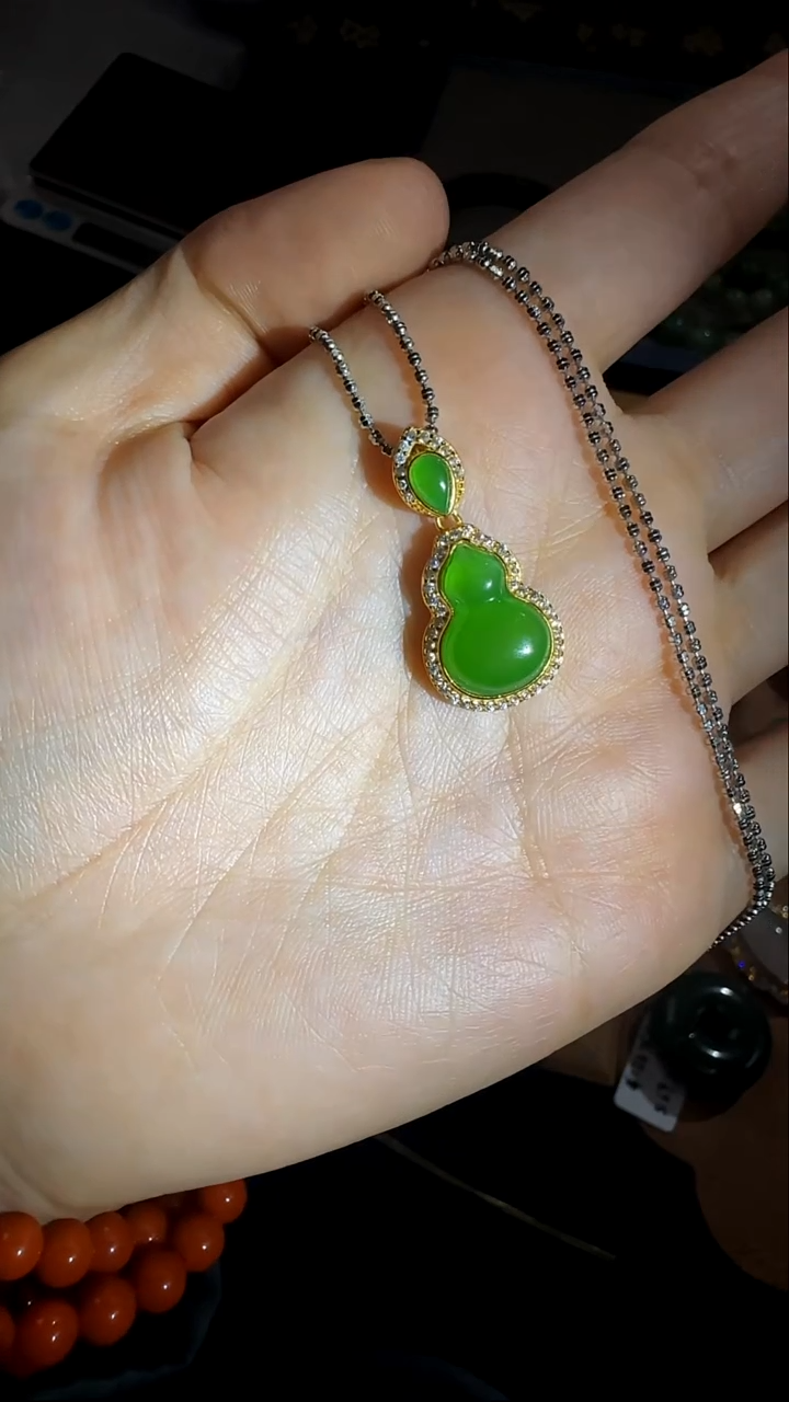 吊坠(不含链)银S925镶嵌和田玉和田玉葫芦吊坠