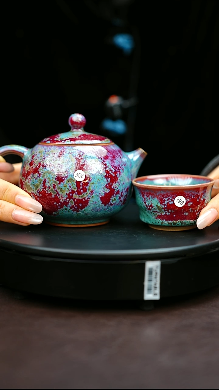 牛****巴398#358#原矿钧瓷炉钧釉西施壶配1个小竹节杯