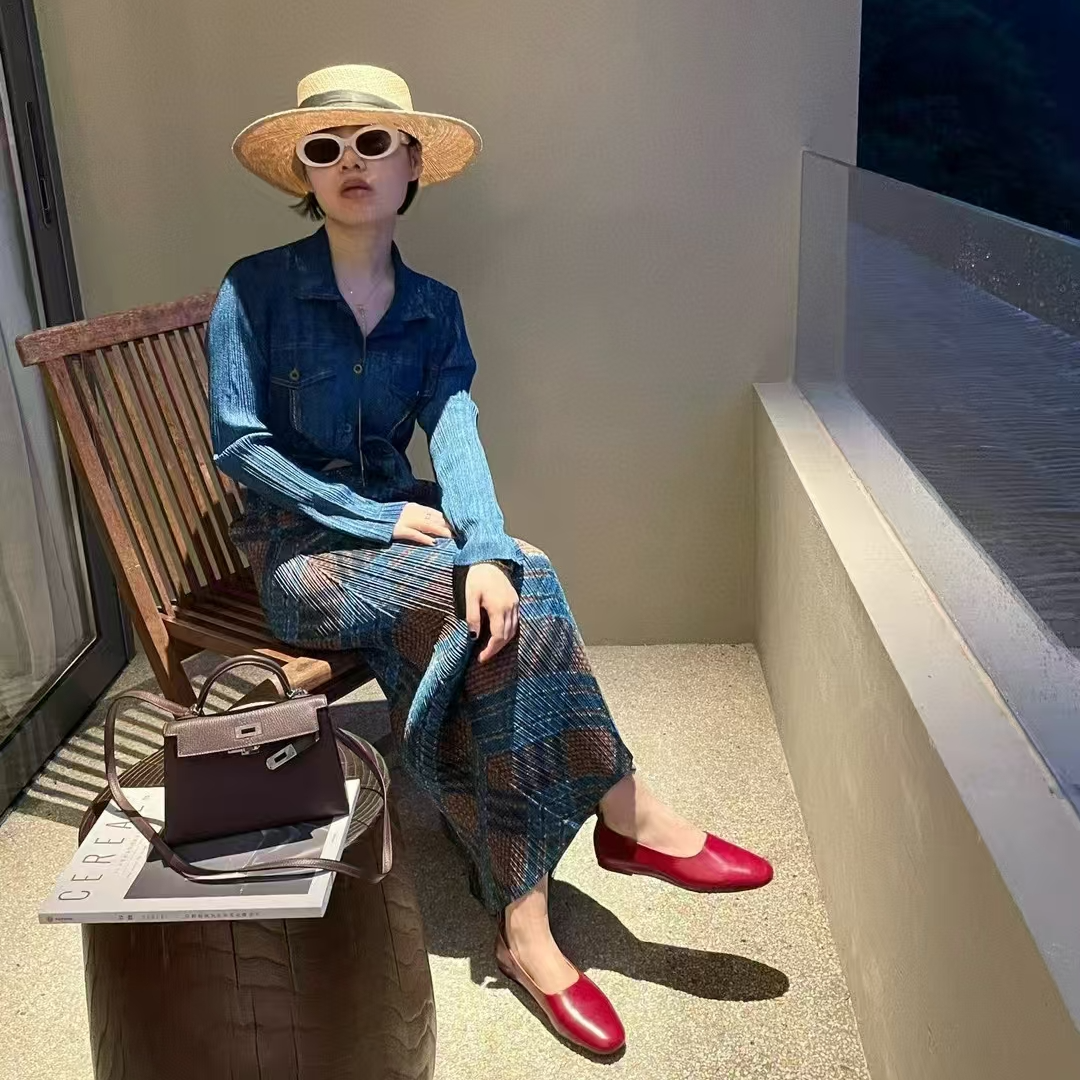 PLEATS OPTIONS/蒲黎诗褶皱复古格纹半身裙长款显瘦垂坠感A字长裙