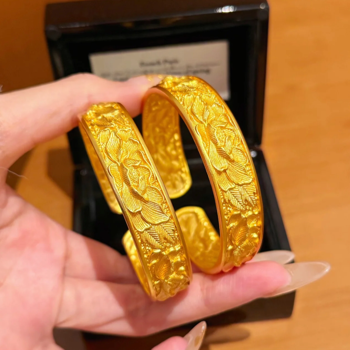 铜合金手镯 新中式国潮古法【宽版牡丹花手镯】精致百搭泥鳅背镯子