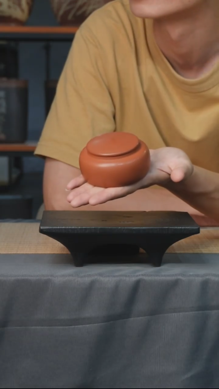 云水山涧建水紫陶精品复烧小斗茶罐 038