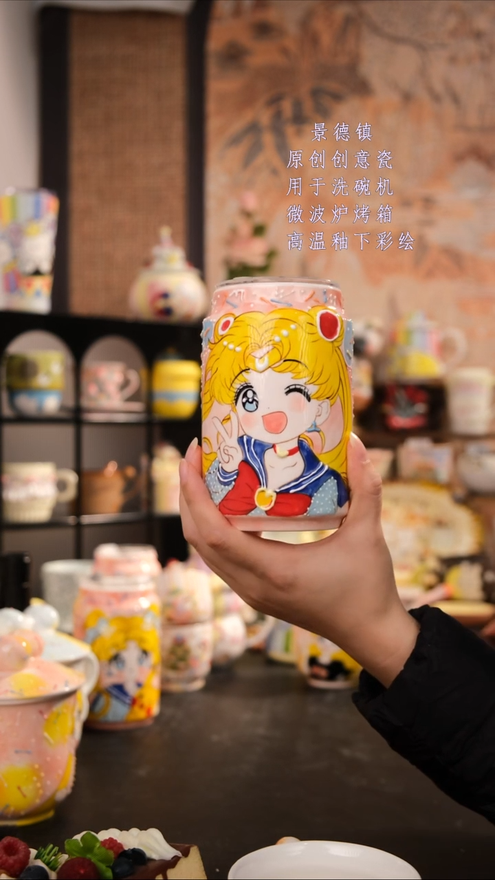 摆件陶旺的可以陶瓷手工手绘高温釉下彩设计师款